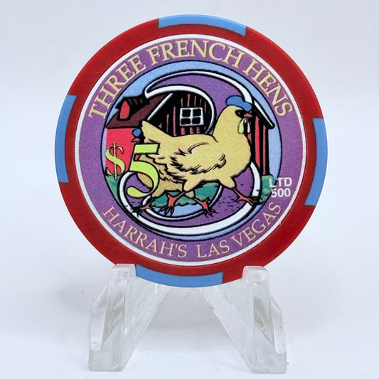 Harrah's Las Vegas Nevada 2003 'Three French Hens' Series 2312 LE $5 Casino Chip E0953