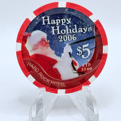 Hard Rock - Las Vegas Las Vegas Nevada 2006 'Christmas' LE $5 Casino Chip E5803