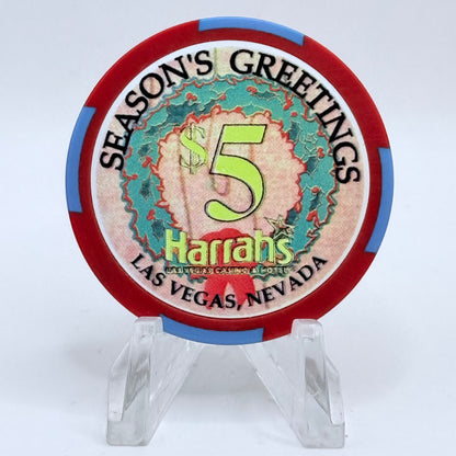 Harrah's Las Vegas Nevada 2003 'Five Golden Rings' Series 2312 LE $5 Casino Chip E0922