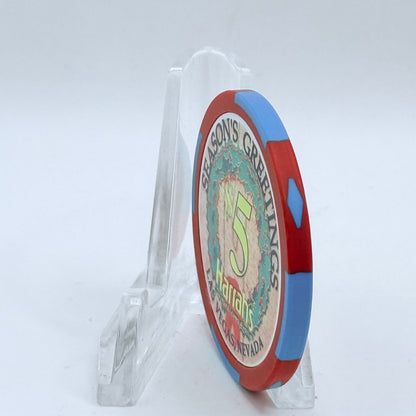 Harrah's Las Vegas Nevada 2003 'Five Golden Rings' Series 2312 LE $5 Casino Chip E0922