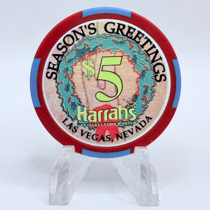Harrah's Las Vegas Nevada 2003 'Seven Swans a Swimming' Series 2312 LE $5 Casino Chip E0947