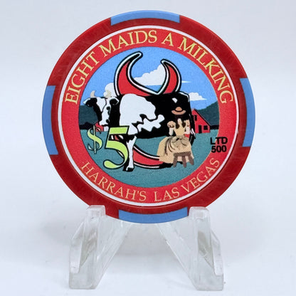 Harrah's Las Vegas Nevada 2003 'Eight Maids a Milking' Series 2312 LE $5 Casino Chip E0928