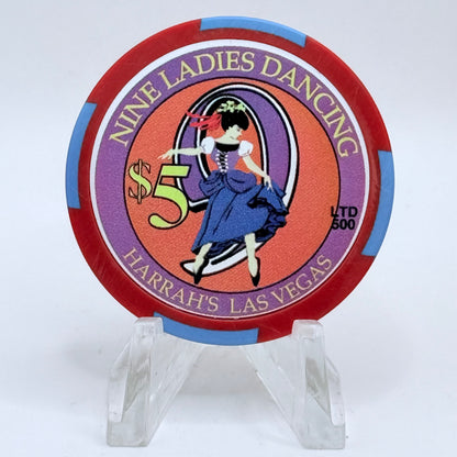 Harrah's Las Vegas Nevada 2003 'Nine Ladies Dancing' Series 2312 LE $5 Casino Chip E0942