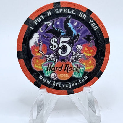 Hard Rock - Las Vegas Las Vegas Nevada 1999 'Halloween - I Put a Spell on You' LE $5 Casino Chip V4434