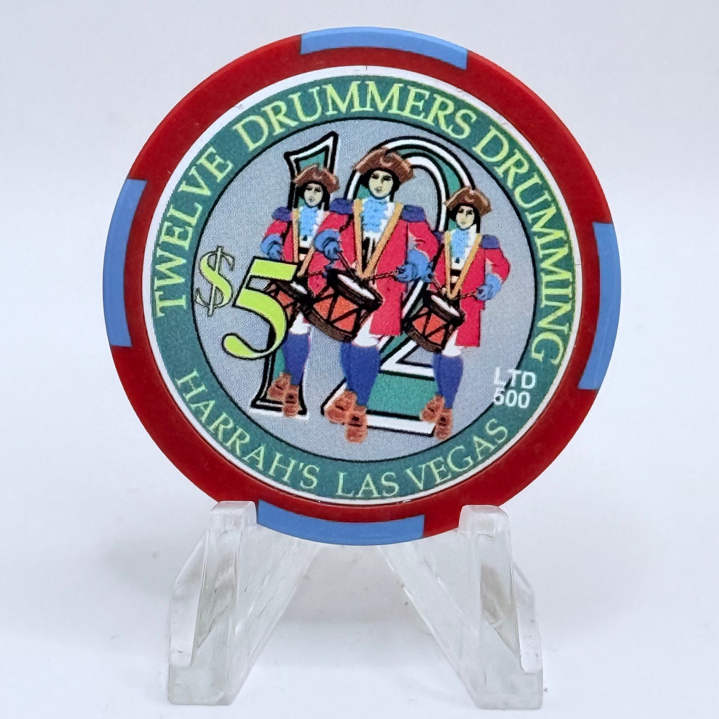 Harrah's Las Vegas Nevada 2003 'Twelve Drummers Drumming' Series 2312 LE $5 Casino Chip E0955