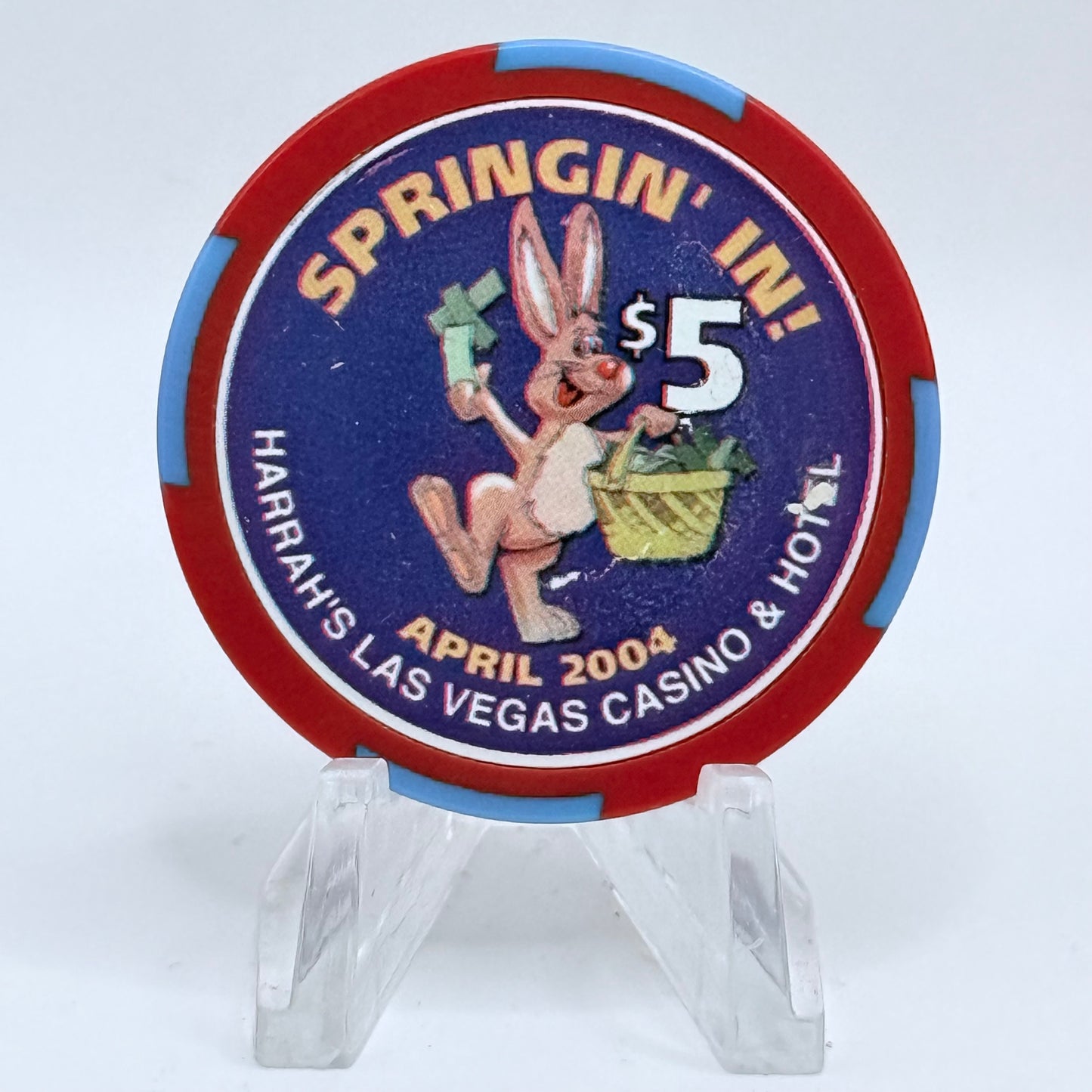 Harrah's Las Vegas Nevada 2004 'Springin' In! April' LE $5 Casino Chip E3221