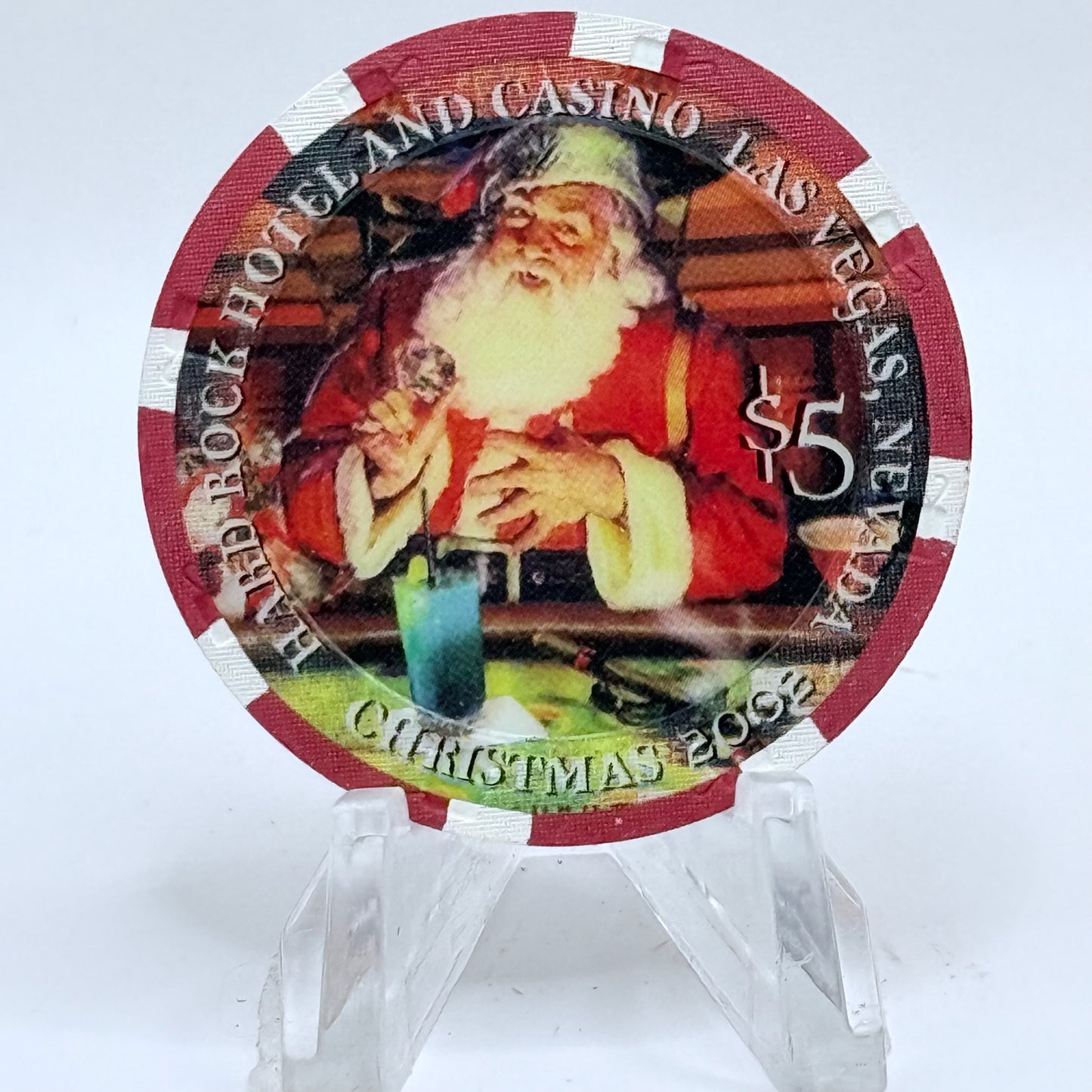 Hard Rock - Las Vegas Las Vegas Nevada 2002 'Christmas' LE $5 Casino Chip E0758