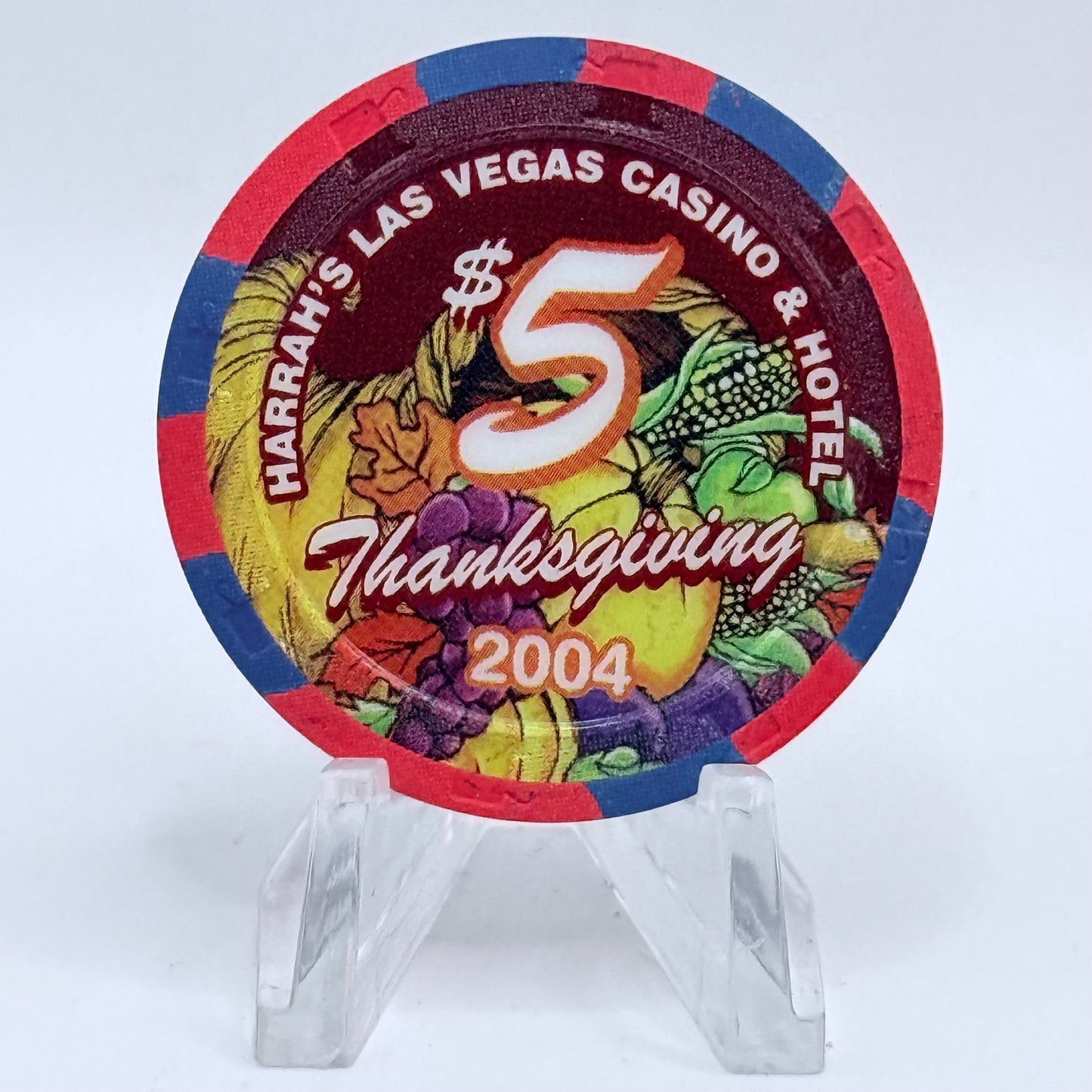 Harrah's Las Vegas Nevada 2004 'Thanksgiving' LE $5 Casino Chip E4739