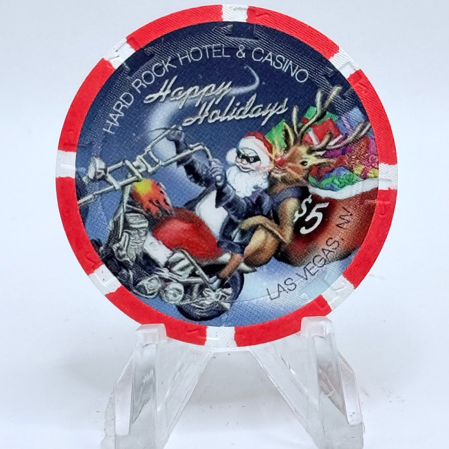 Hard Rock - Las Vegas Las Vegas Nevada 2008 'Christmas' LE $5 Casino Chip E7447
