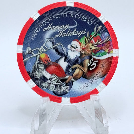 Hard Rock - Las Vegas Las Vegas Nevada 2008 'Christmas' LE $5 Casino Chip E7447