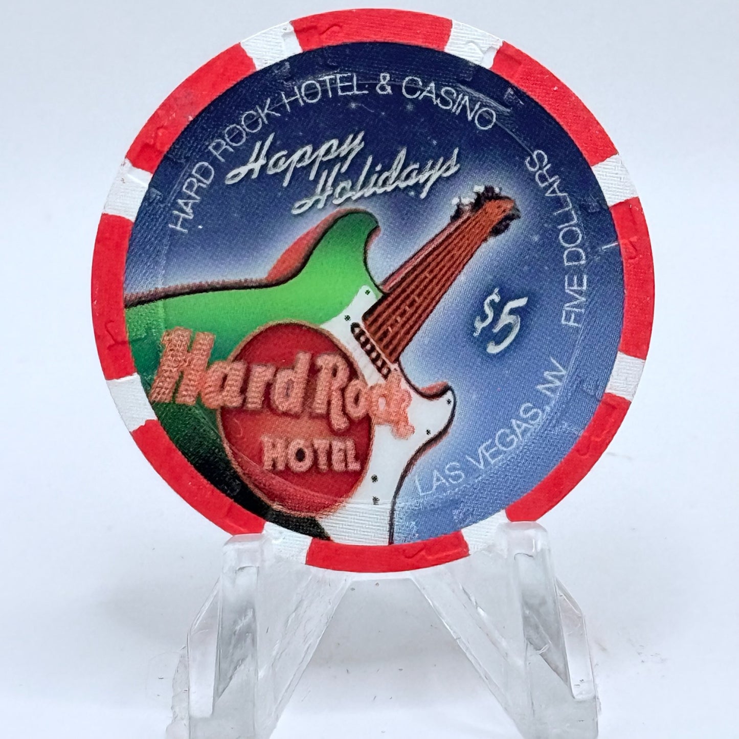 Hard Rock - Las Vegas Las Vegas Nevada 2008 'Christmas' LE $5 Casino Chip E7447