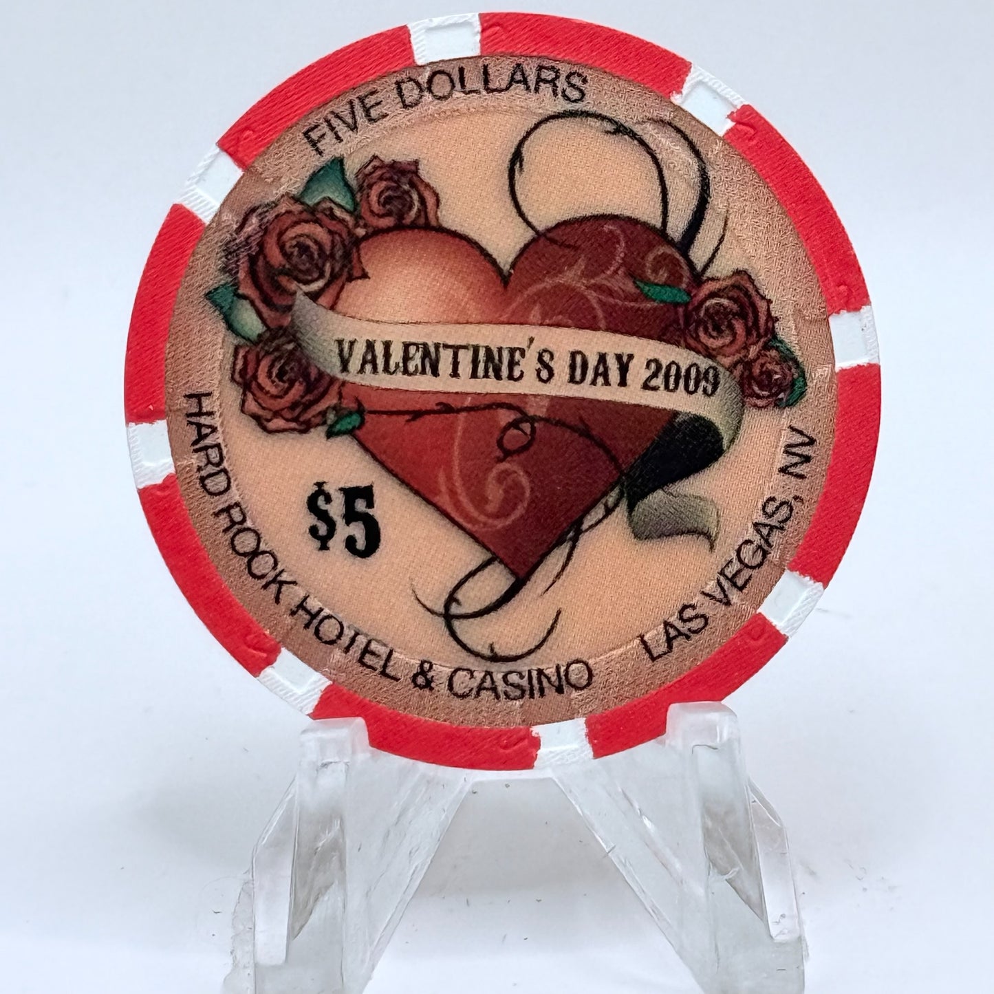 Hard Rock - Las Vegas Las Vegas Nevada 2009 'Valentine's Day' LE $5 Casino Chip E7450