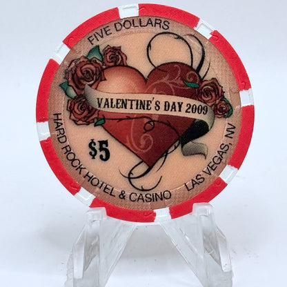 Hard Rock - Las Vegas Las Vegas Nevada 2009 'Valentine's Day' LE $5 Casino Chip E7450