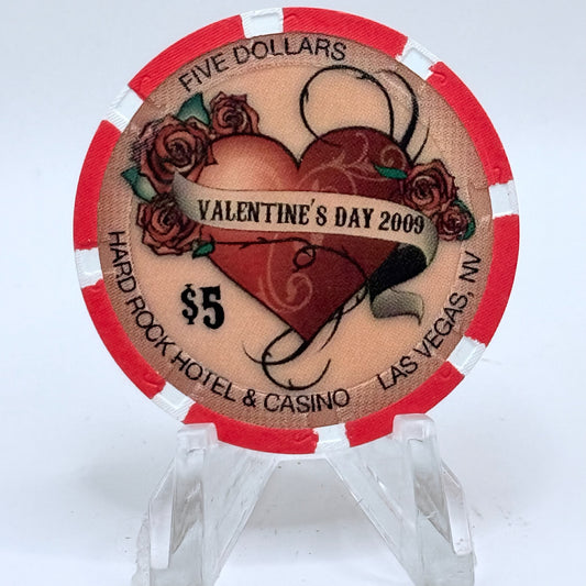 Hard Rock - Las Vegas Las Vegas Nevada 2009 'Valentine's Day' LE $5 Casino Chip E7450