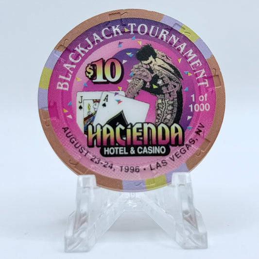 Hacienda Las Vegas Nevada 1996 'Blackjack Tournament' LE $10 Casino Chip N8480