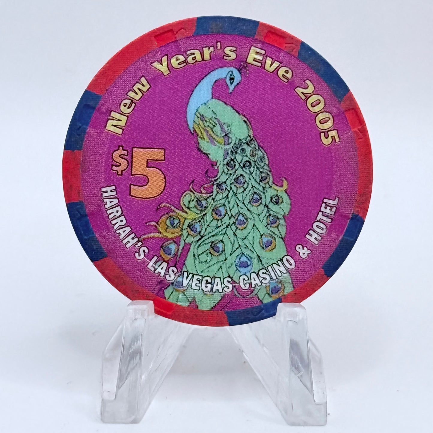 Harrah's Las Vegas Nevada 2005 'New Years Eve' LE $5 Casino Chip E8022