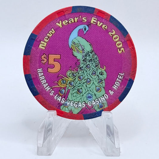 Harrah's Las Vegas Nevada 2005 'New Years Eve' LE $5 Casino Chip E8022
