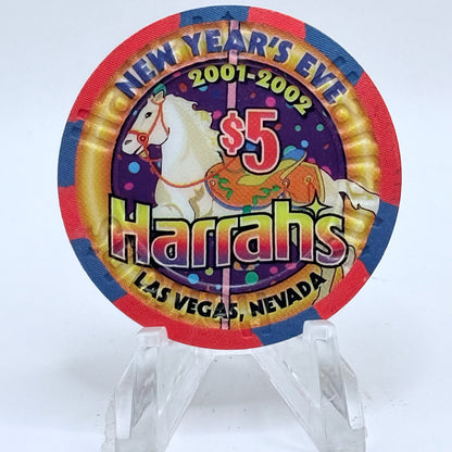 Harrah's Las Vegas Nevada 2001 'New Year's Eve' LE $5 Casino Chip V8912