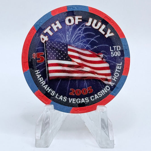 Harrah's Las Vegas Nevada 2005 '4th Of July' LE $5 Casino Chip E5435
