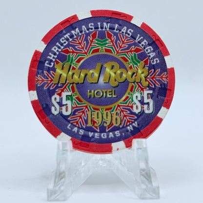 Hard Rock - Las Vegas Las Vegas Nevada 1996 'All I want for Christmas is a Rock 'N Roll Electric Guitar' LE $5 Casino Chip N2690