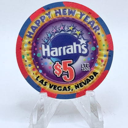 Harrah's Las Vegas Nevada 2001 'New Year's Eve' LE $5 Casino Chip V8912