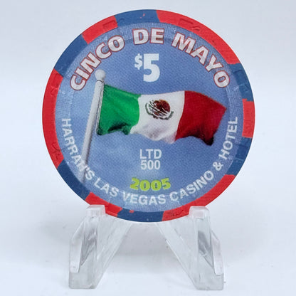 Harrah's Las Vegas Nevada 2005 'Cinco De Mayo' LE $5 Casino Chip E4622