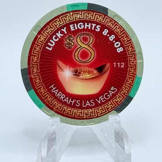 Harrah's Las Vegas Nevada 2008 'Lucky Eights' LE $8 Casino Chip E7133