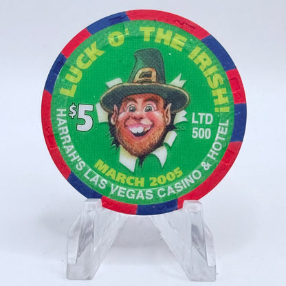 Harrah's Las Vegas Nevada 2005 'Luck Of The Irish' LE $5 Casino Chip E4399