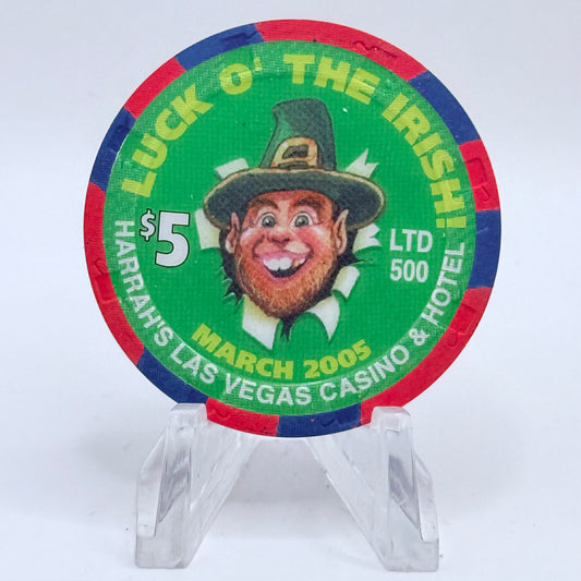 Harrah's Las Vegas Nevada 2005 'Luck Of The Irish' LE $5 Casino Chip E4399