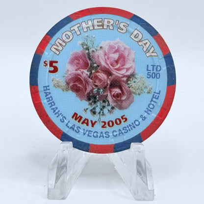 Harrah's Las Vegas Nevada 2005 'Mothers Day' LE $5 Casino Chip E4624