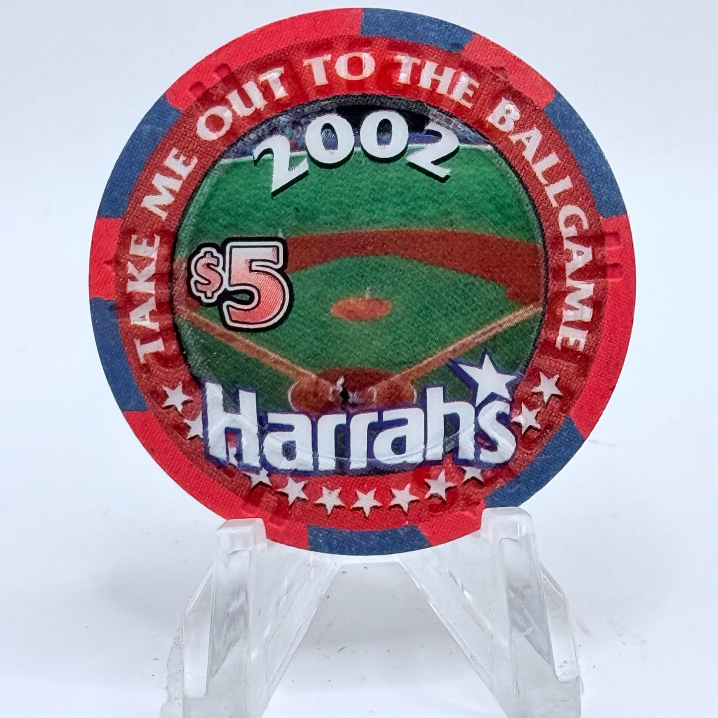 Harrah's Las Vegas Nevada 2002 'Take Me Out To Ballgame' LE $5 Casino Chip E0973