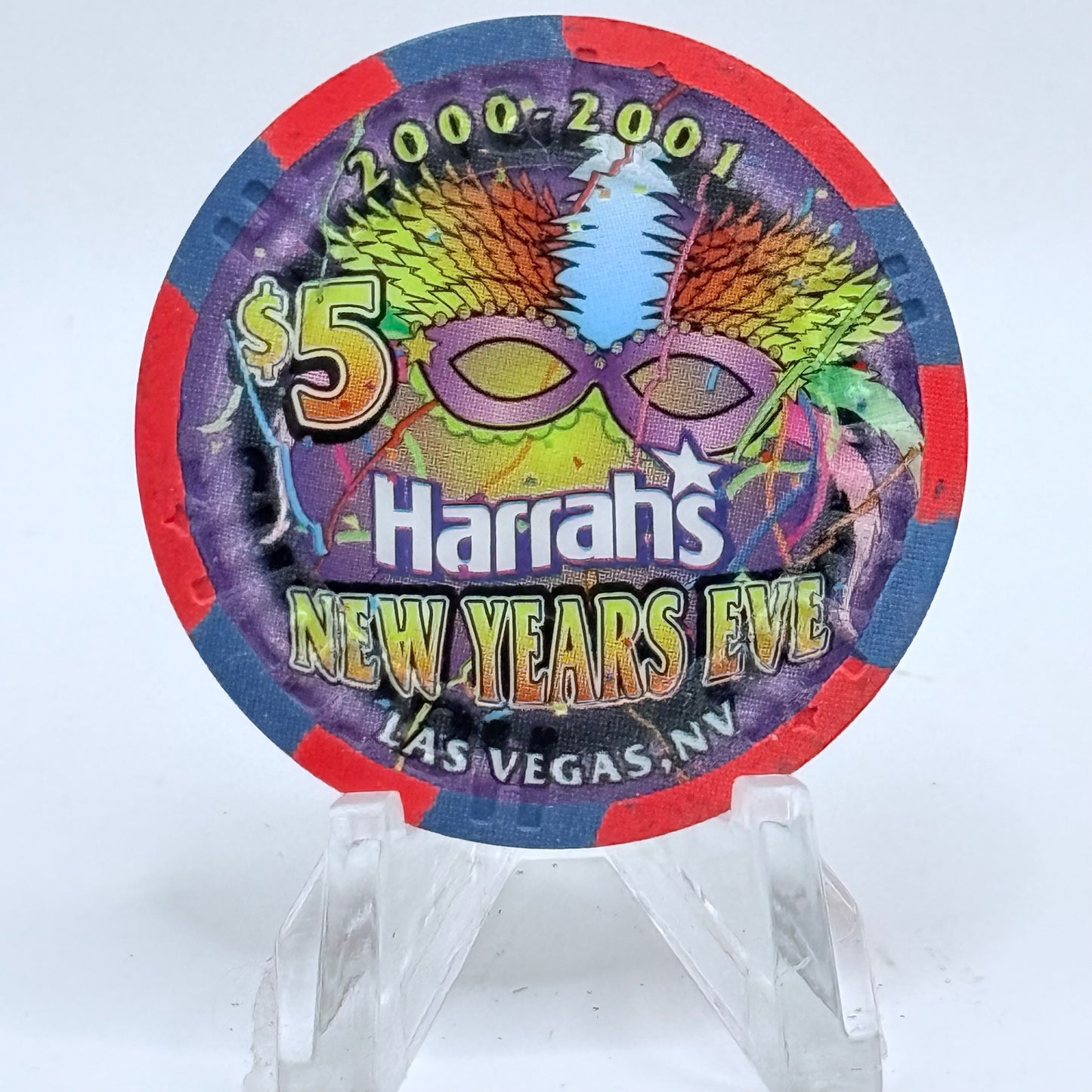 Harrah's Las Vegas Nevada 2000 'New Years Eve' LE $5 Casino Chip V7218
