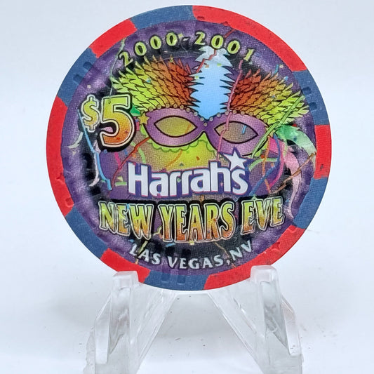 Harrah's Las Vegas Nevada 2000 'New Years Eve' LE $5 Casino Chip V7218