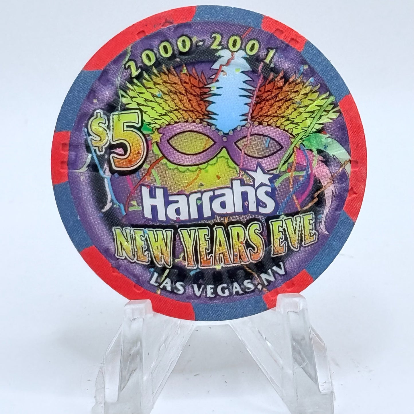 Harrah's Las Vegas Nevada 2000 'New Years Eve' LE $5 Casino Chip V7218
