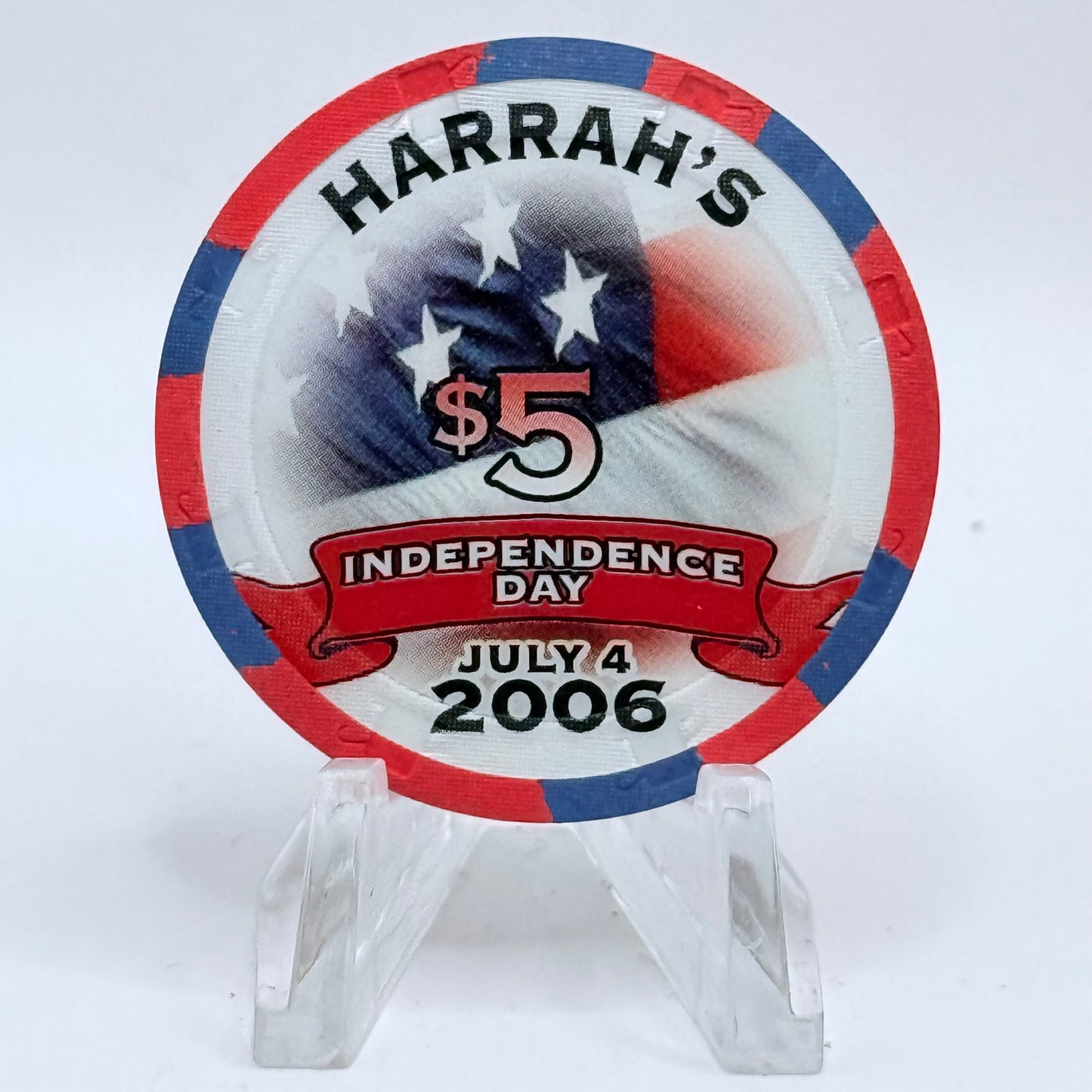 Harrah's Las Vegas Nevada 2006 'Independence Day' LE $5 Casino Chip E6250