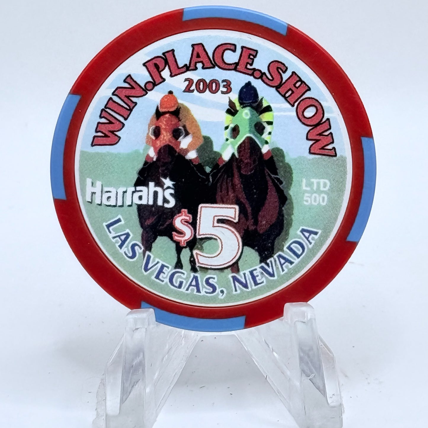 Harrah's Las Vegas Nevada 2003 'Win, Place, Show' LE $5 Casino Chip E0959