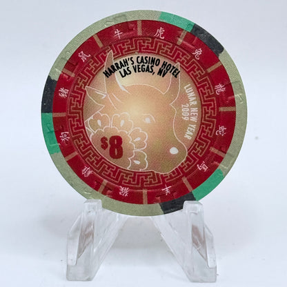 Harrah's Las Vegas Nevada 2009 'Year Of The Ox' LE $8 Casino Chip E8031
