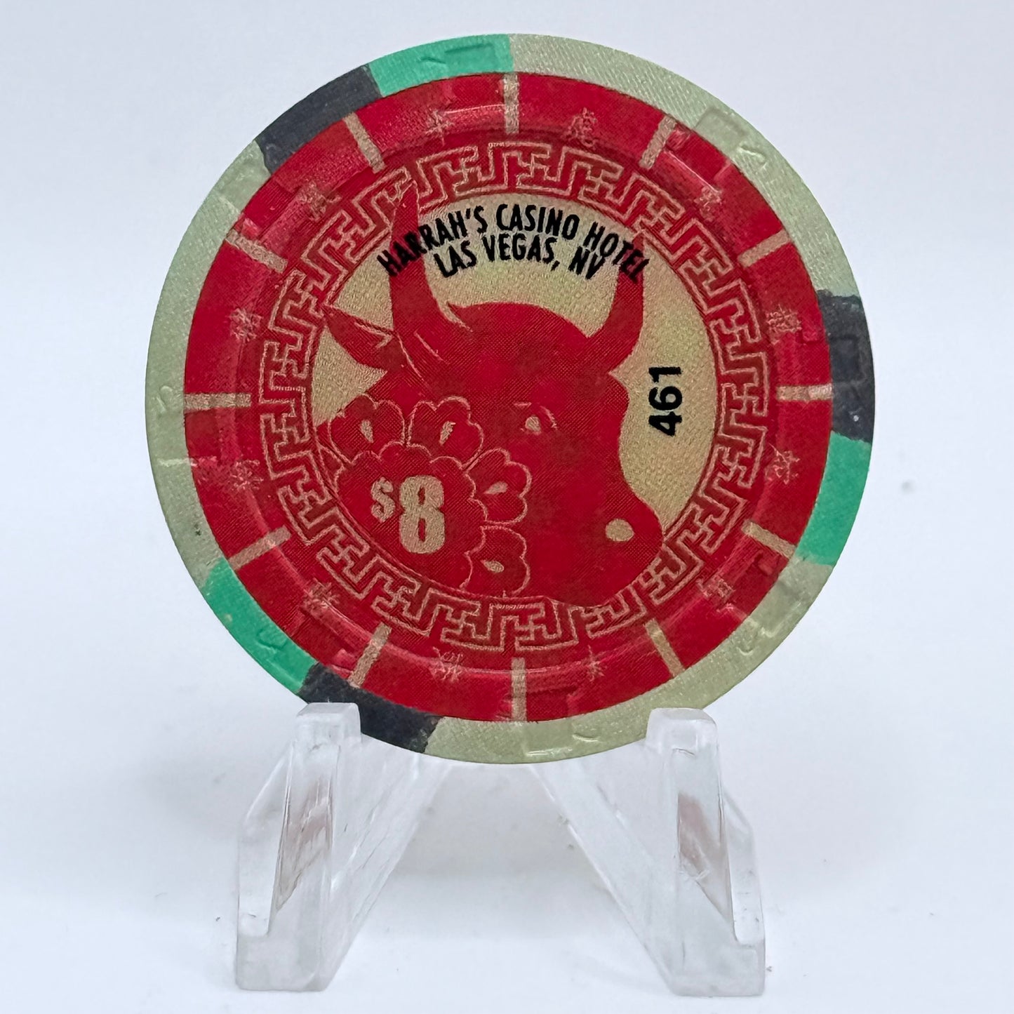 Harrah's Las Vegas Nevada 2009 'Year Of The Ox' LE $8 Casino Chip E8031