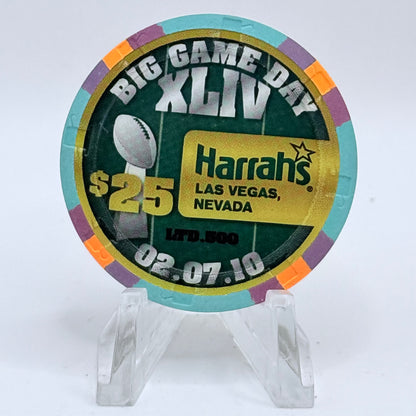 Harrah's Las Vegas Nevada 2010 'Big Game Day XLIV' LE $25 Casino Chip E9520