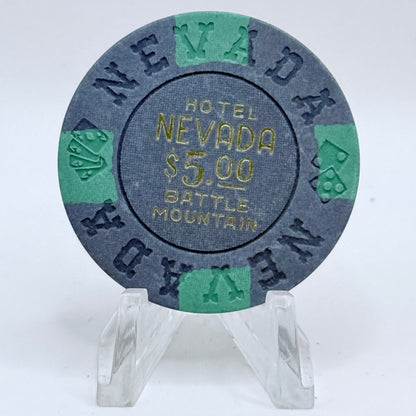 Hotel Nevada Battle Mountain Nevada 1970s $5 Casino Chip N6005