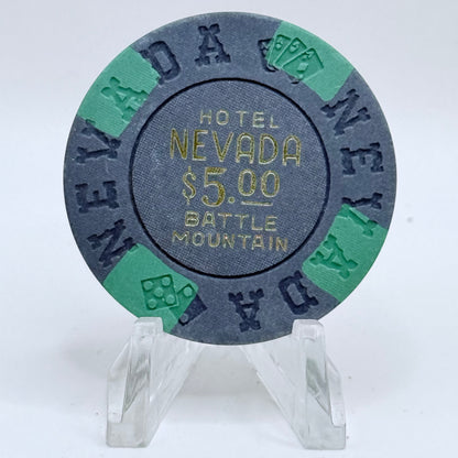 Hotel Nevada Battle Mountain Nevada 1970s $5 Casino Chip N6005