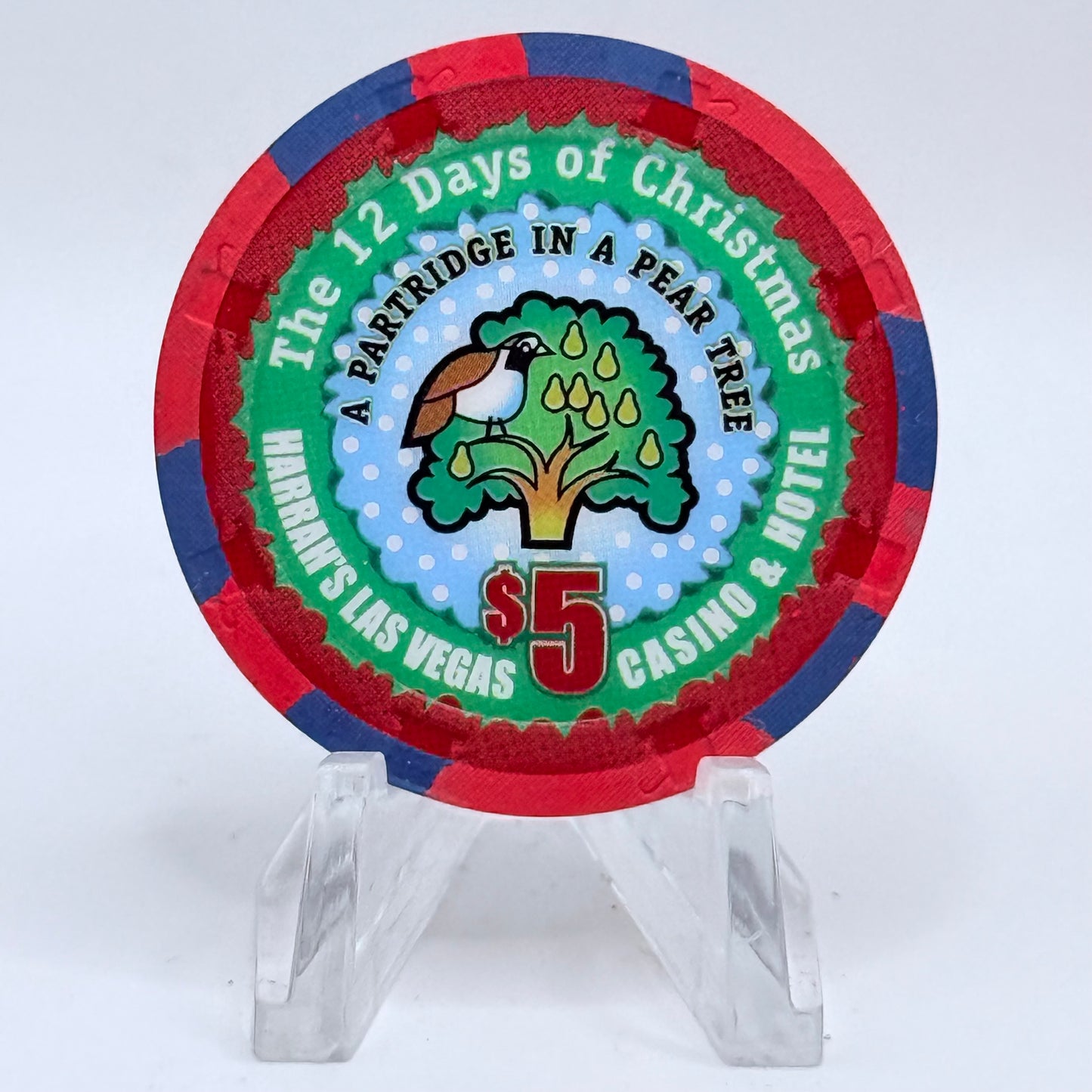 Harrah's Las Vegas Nevada 2004 'A Partridge in a Pear Tree' Series 2314 LE $5 Casino Chip E4230