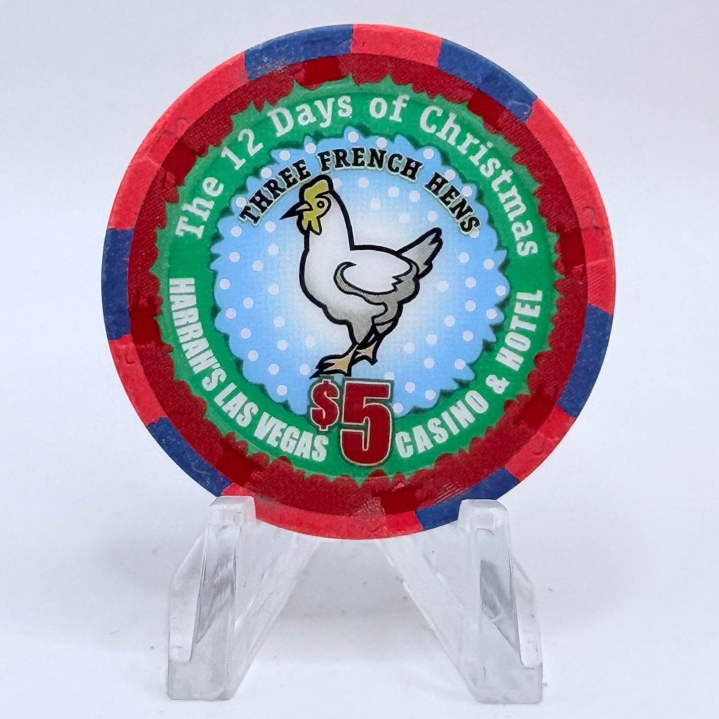 Harrah's Las Vegas Nevada 2004 'Three French Hens' Series 2314 LE $5 Casino Chip E4234