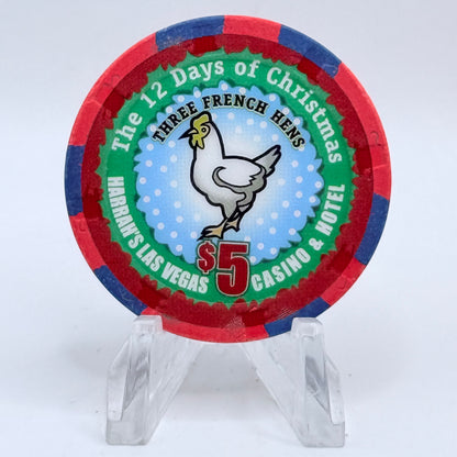 Harrah's Las Vegas Nevada 2004 'Three French Hens' Series 2314 LE $5 Casino Chip E4234