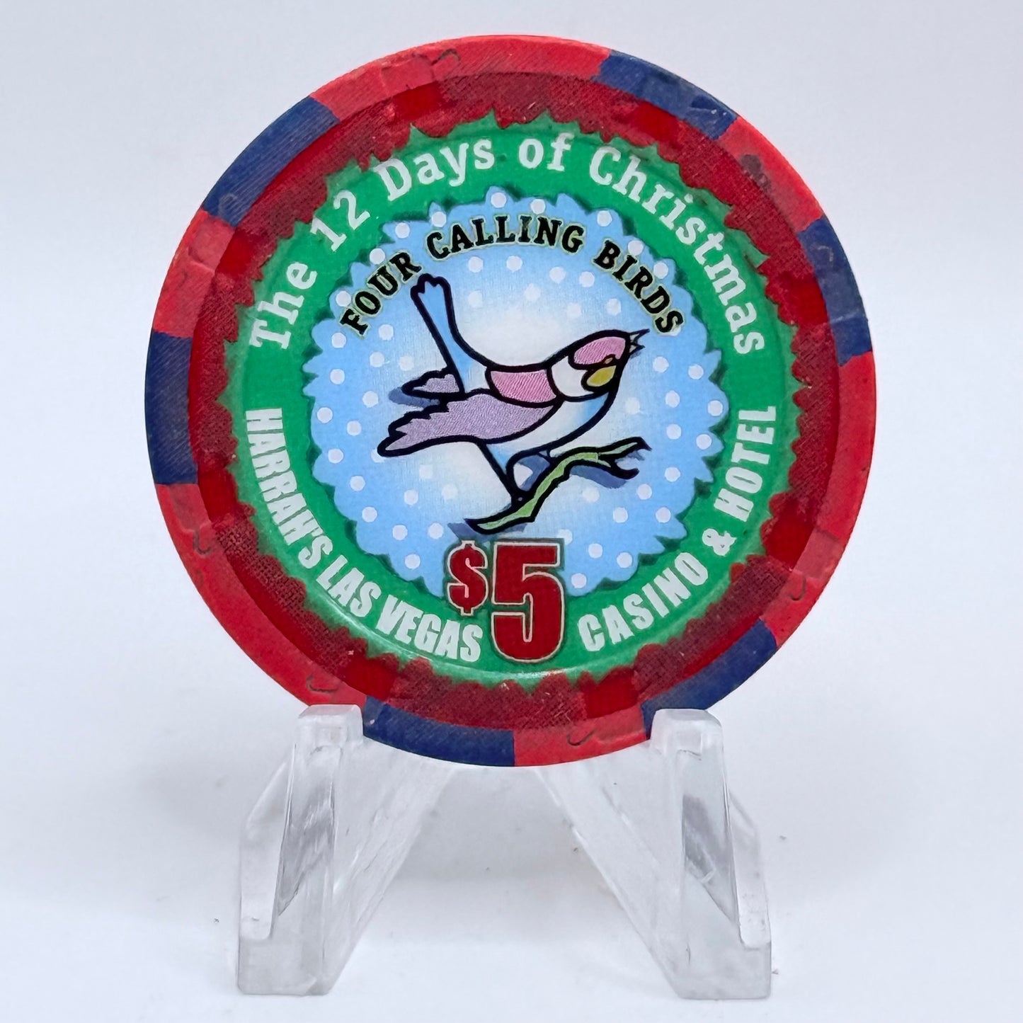 Harrah's Las Vegas Nevada 2004 'Four Calling Birds' Series 2314 LE $5 Casino Chip E4228