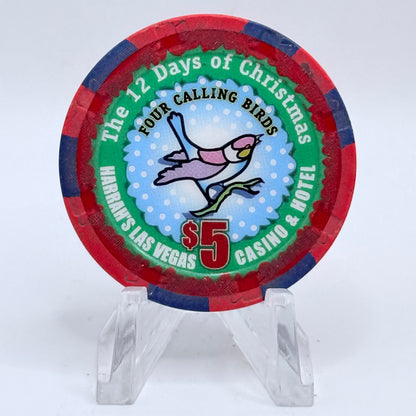 Harrah's Las Vegas Nevada 2004 'Four Calling Birds' Series 2314 LE $5 Casino Chip E4228