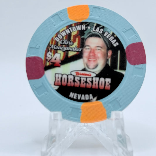 Horseshoe Club (Binion's) Las Vegas Nevada 2004 'Chris Moneymaker' $4 Casino Chip E3265