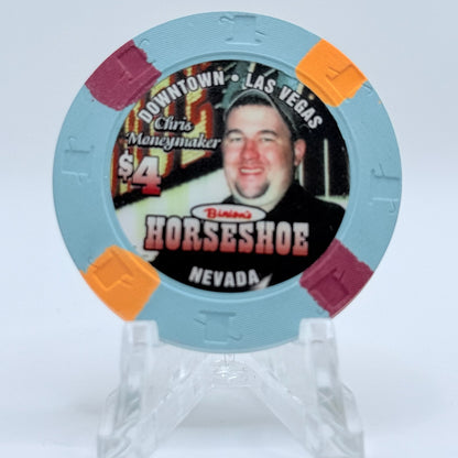 Horseshoe Club (Binion's) Las Vegas Nevada 2004 'Chris Moneymaker' $4 Casino Chip E3265