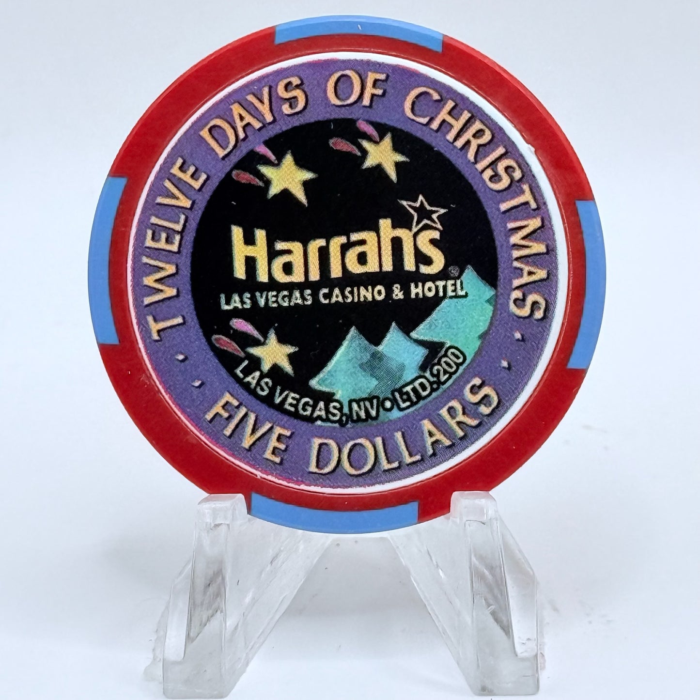 Harrah's Las Vegas Nevada 2002 'Sixth Day Of Christmas - Six Geese A Laying' LE $5 Casino Chip E0948