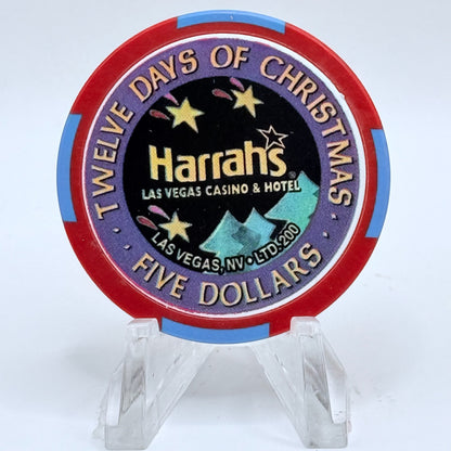 Harrah's Las Vegas Nevada 2002 'Sixth Day Of Christmas - Six Geese A Laying' LE $5 Casino Chip E0948